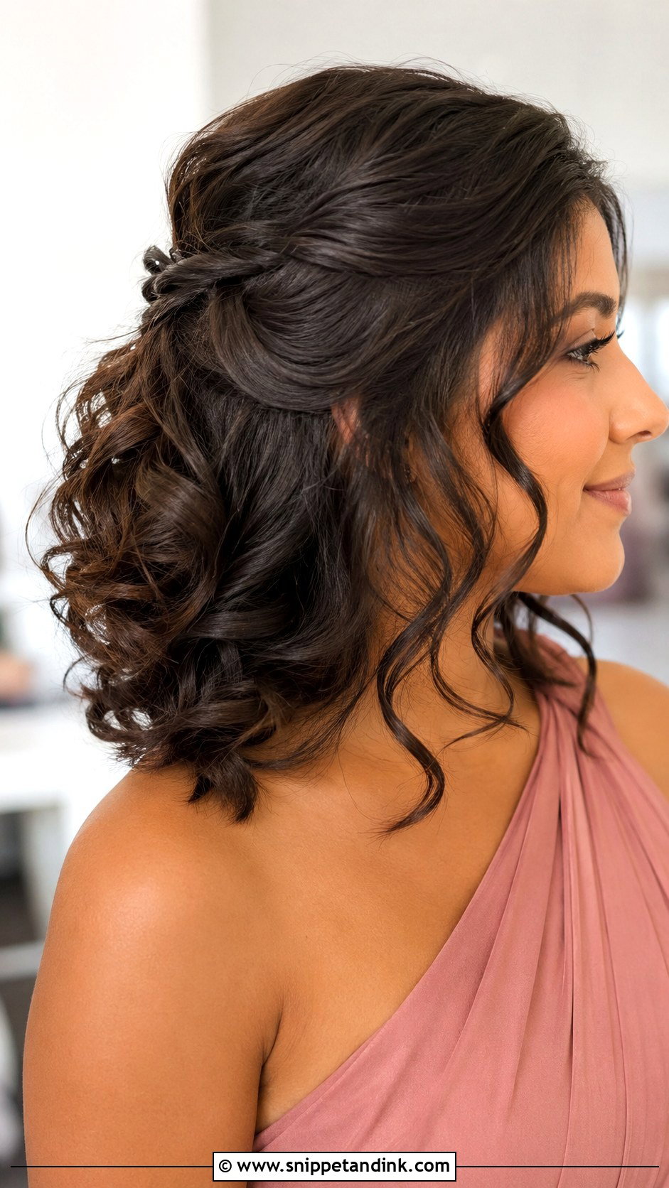 Bridesmaid Hair Pinned Back Curls - Snippet and Ink - 25 Bridesmaid Hair Short Shoulder Length Ideas