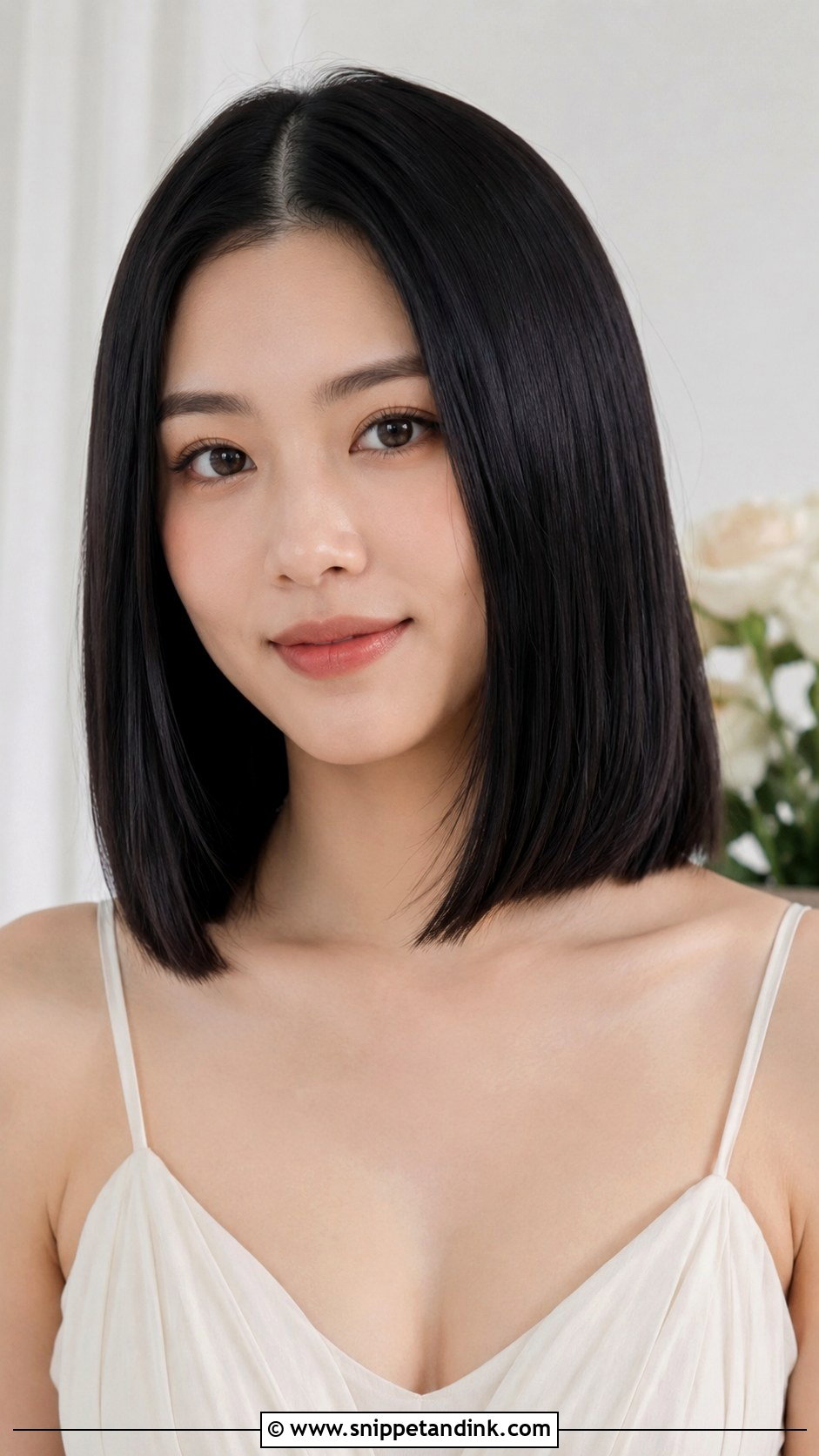 Bridesmaid Hair Straight Lob Middle Part - Snippet and Ink - 25 Bridesmaid Hair Short Shoulder Length Ideas
