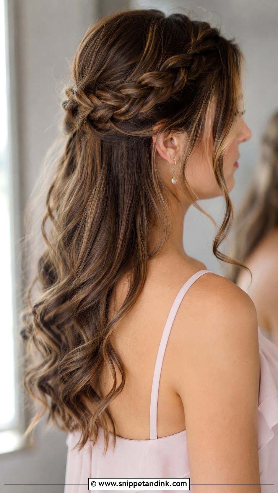 Bridesmaid Half Up Braided Crown - Snippet and Ink - 30 Bridesmaid Hair Half Up Ideas