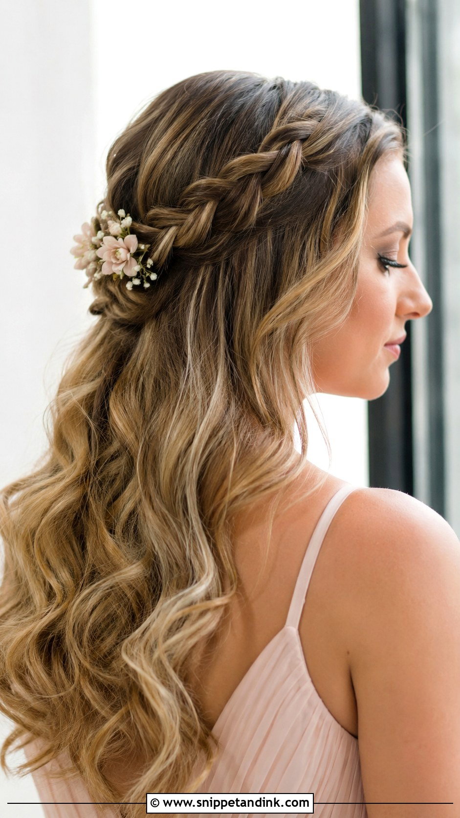 Bridesmaid Half Up Braided Crown - Snippet and Ink - 20 Wedding Hair Bridesmaid Half Up Ideas
