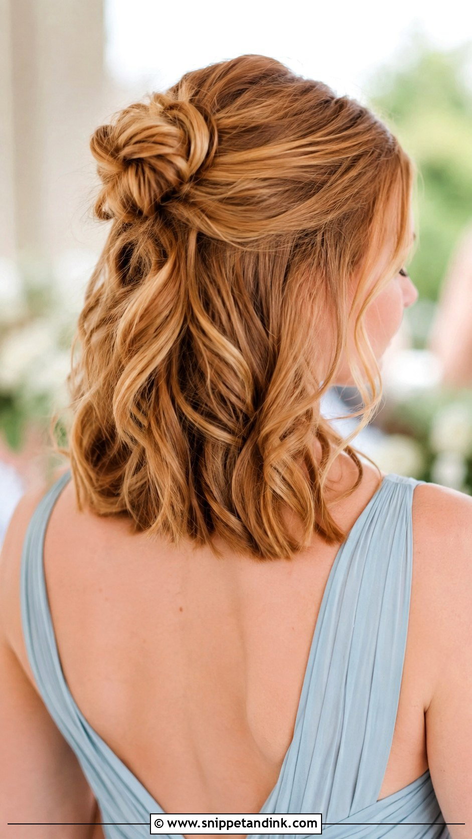 Bridesmaid Half Up Bun For Medium Hair - Snippet and Ink - 25 Bridesmaid Hairstyles Medium Length Updo