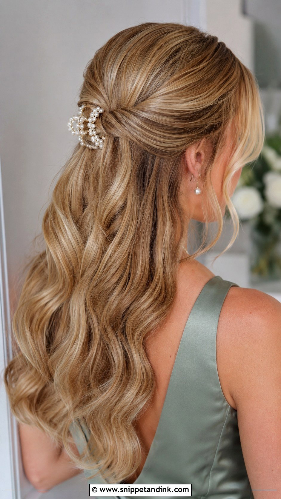 Bridesmaid Half Up Claw Clip Hair - Snippet and Ink - 20 Wedding Hair Bridesmaid Half Up Ideas