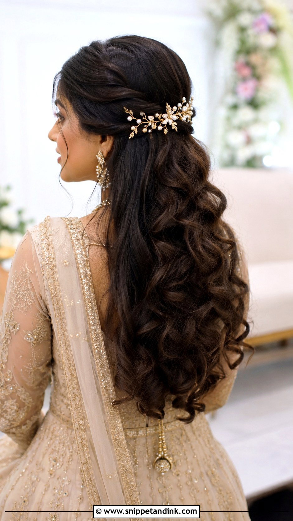 Bridesmaid Half Up Curls For Indian Wedding - Snippet and Ink - 20 Bridesmaid Hairstyles Indian Wedding