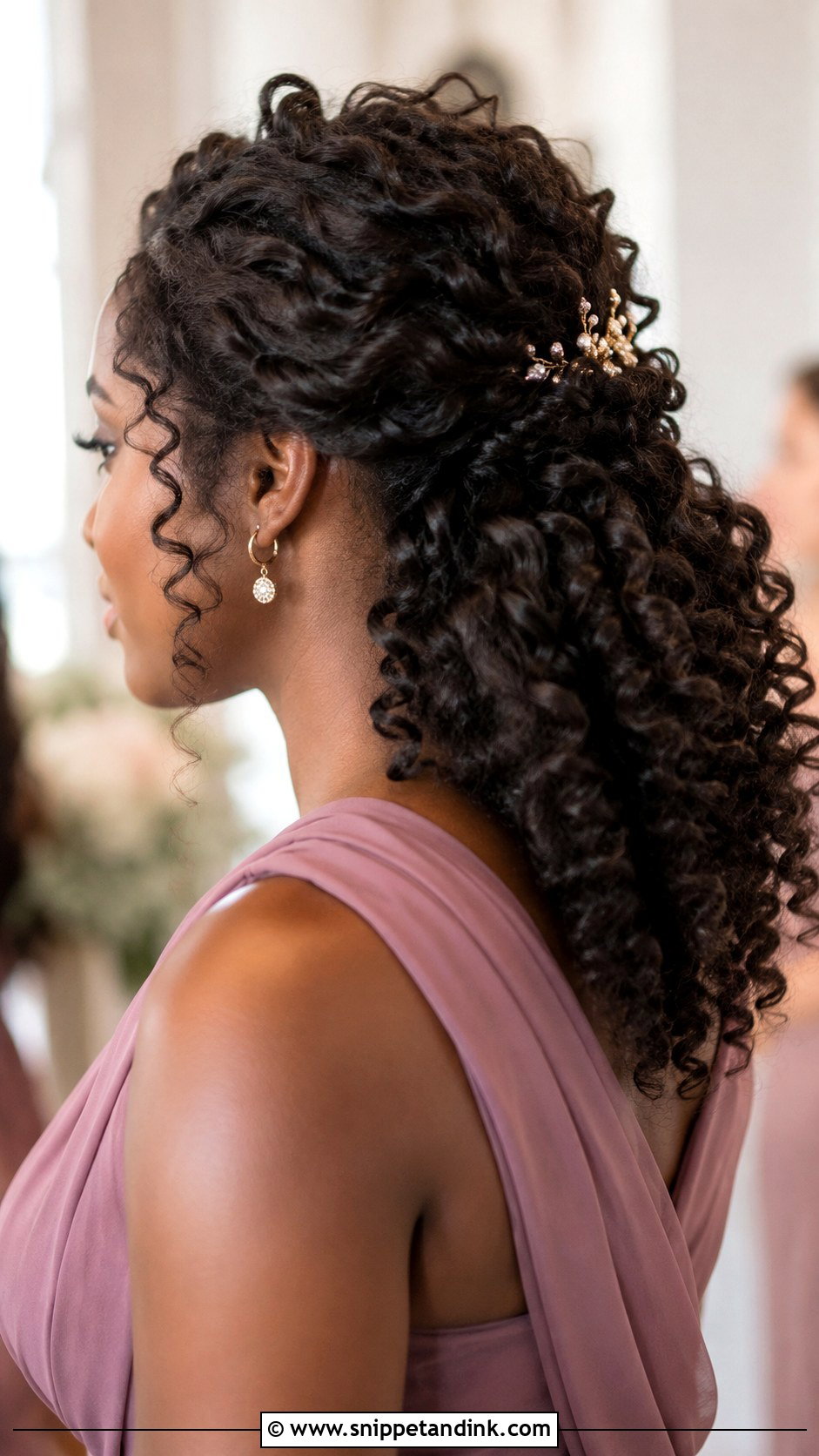 Bridesmaid Half Up Curly Hair - Snippet and Ink - 20 Wedding Hair Bridesmaid Half Up Ideas