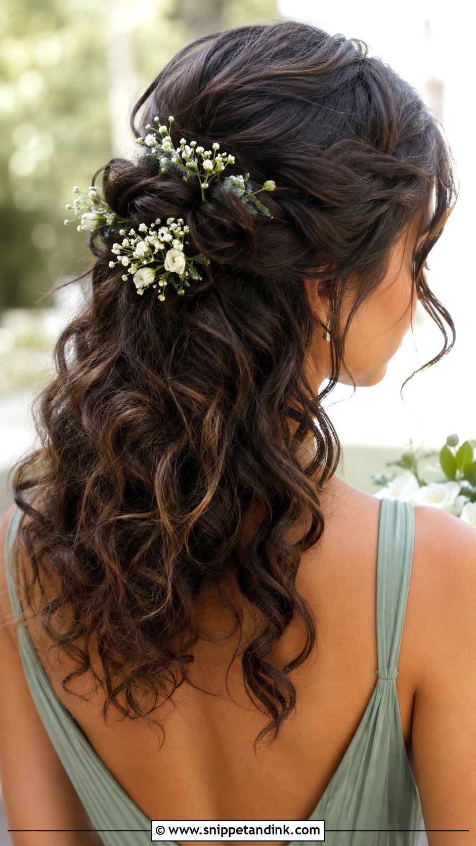 Bridesmaid Half Up Hair With Flowers - Snippet and Ink - 30 Bridesmaid Hair Half Up Ideas