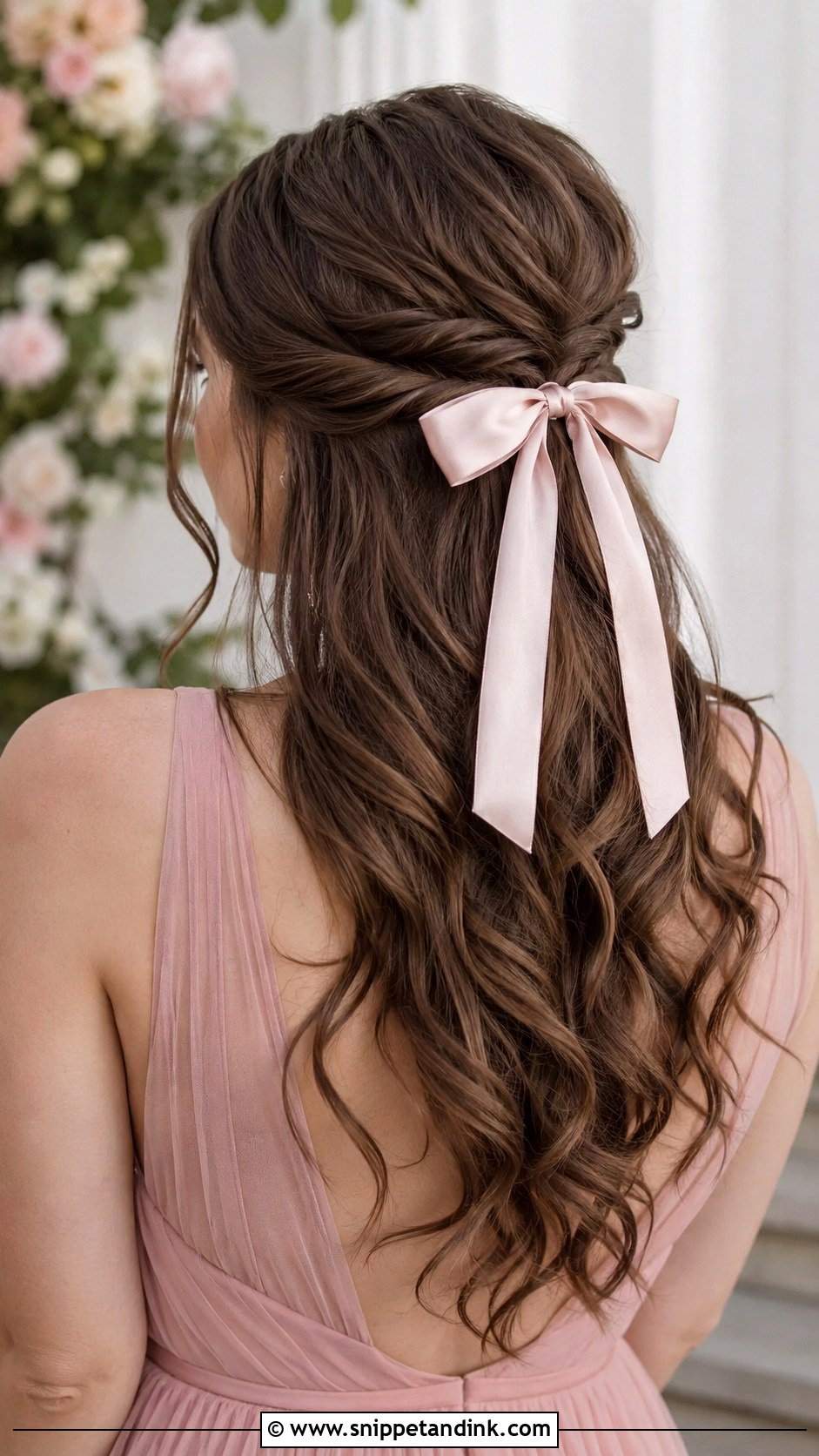 Bridesmaid Half Up Hair With Satin Bow - Snippet and Ink - 20 Bridesmaid Hair Accessories Ideas