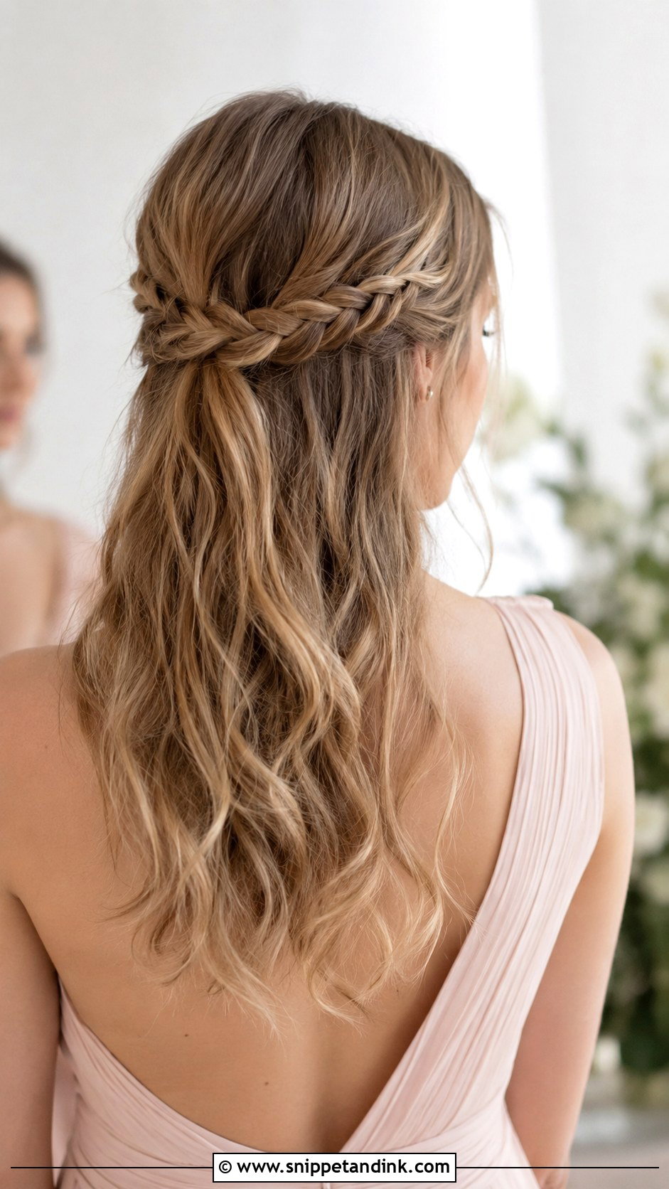 Bridesmaid Half Up Half Down Braided Crown - Snippet and Ink - 20 Bridesmaid Hairstyles Half Up Half Down Medium Shoulder Length