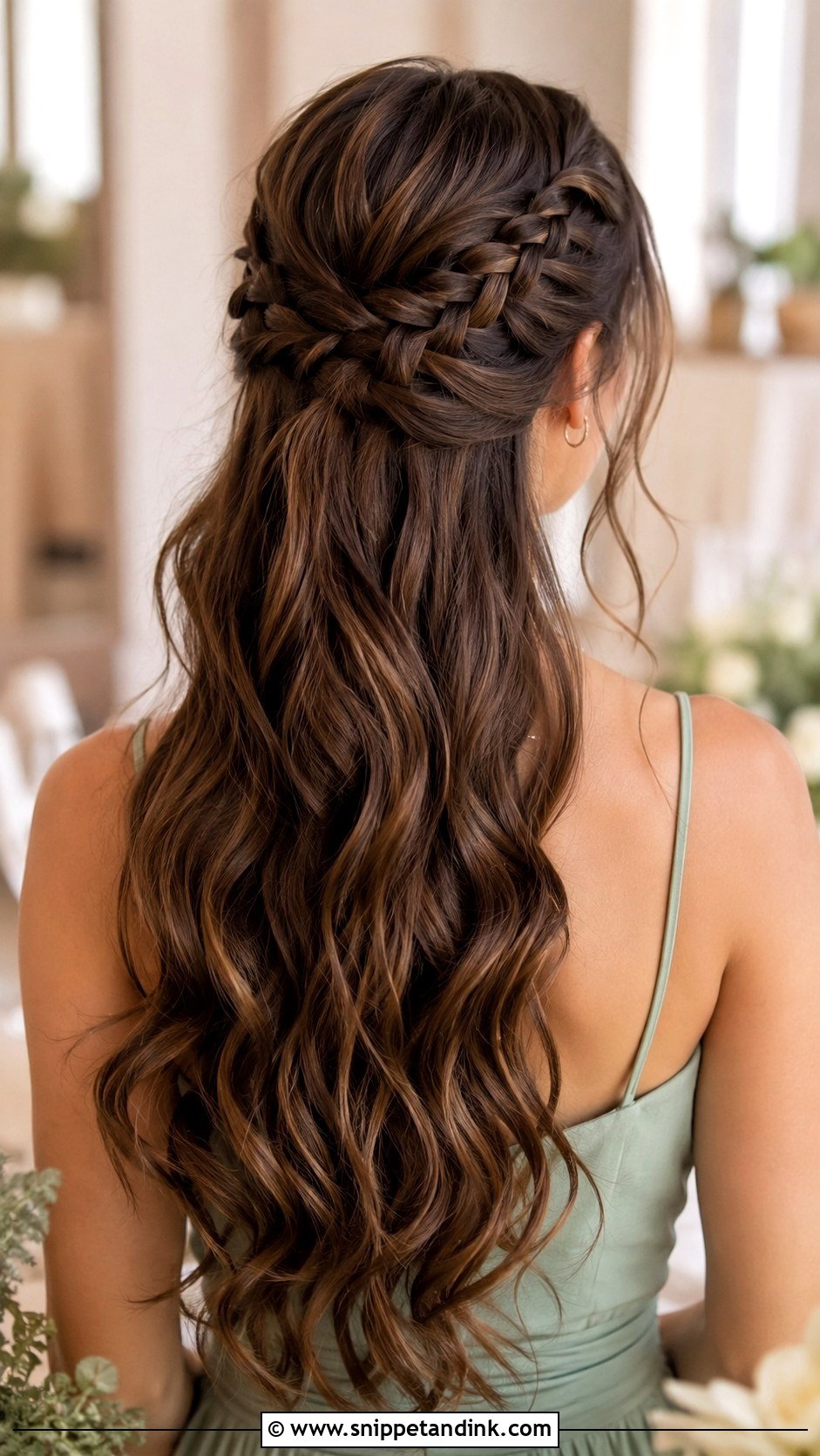 Bridesmaid Half Up Half Down Braided Long Hair - Snippet and Ink - 20 Bridesmaid Hairstyles Half Up Half Down Braid