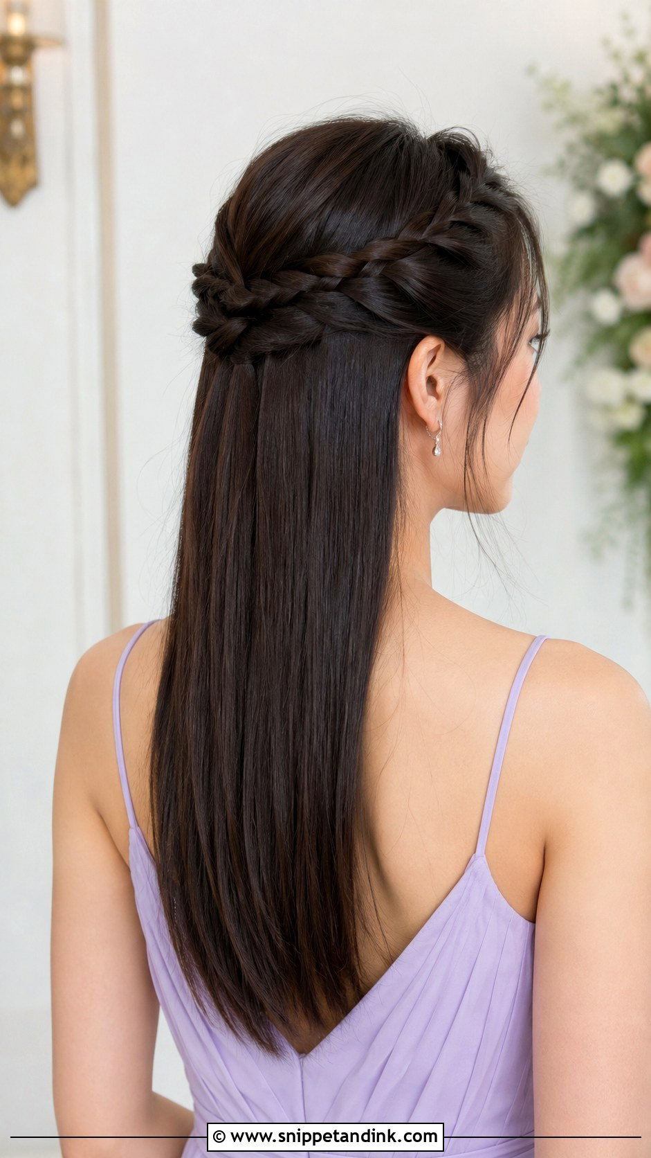 Bridesmaid Half Up Half Down Braided Straight Hair - Snippet and Ink - 20 Bridesmaid Hairstyles Half Up Half Down Braid