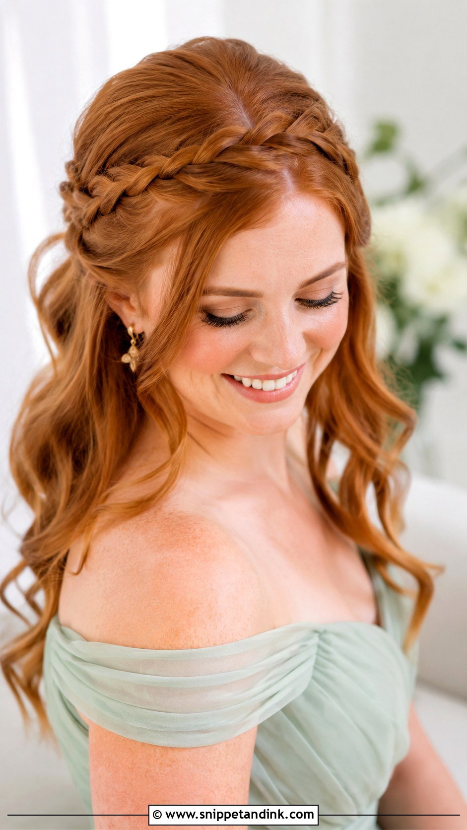 Bridesmaid Half Up Half Down Crown Braid - Snippet and Ink - 20 Bridesmaid Hairstyles Half Up Half Down Braid