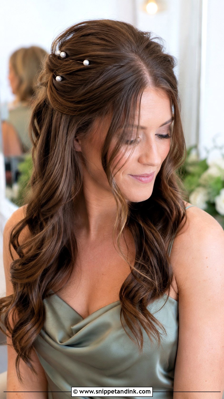 Bridesmaid Half Up Half Down Curls - Snippet and Ink - 20 Bridesmaids Hairstyles for Long Hair
