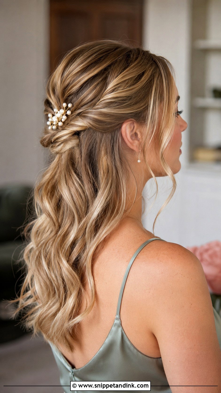 Bridesmaid Half Up Half Down Hair - Snippet and Ink - 20 Bridesmaid Hair for Medium Length Ideas