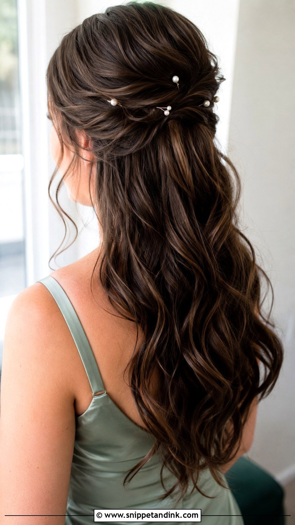 Bridesmaid Half Up Half Down Long Hair - Snippet and Ink - 25 Brides Maids Hairstyle Long Hair Ideas