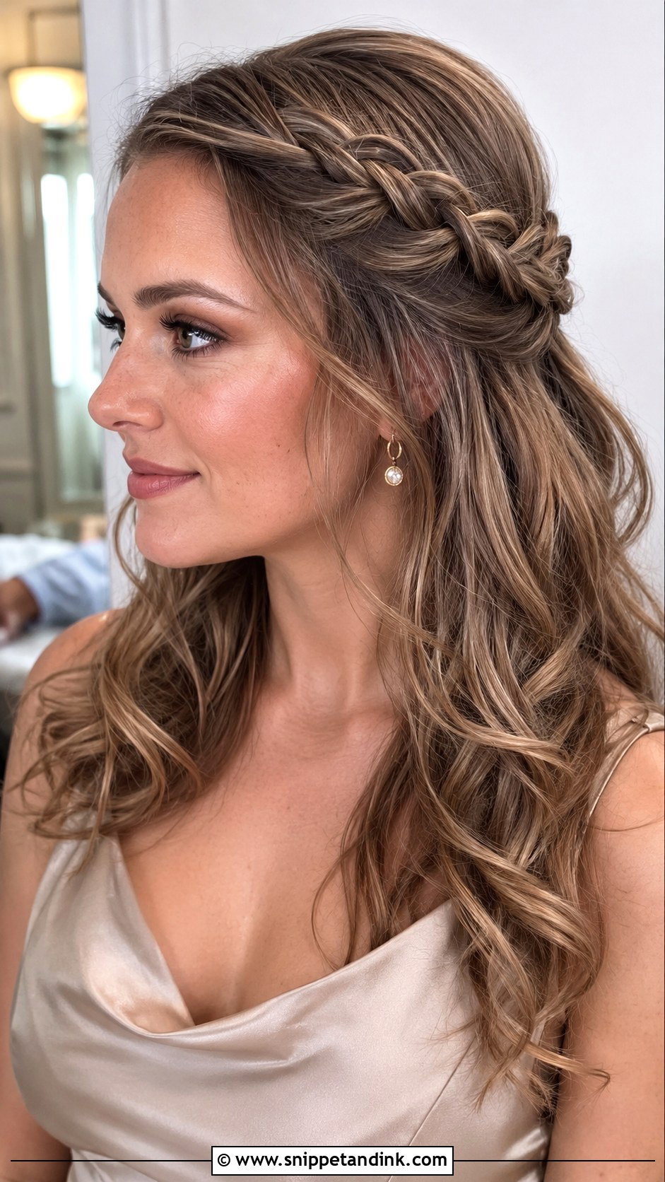 Bridesmaid Half Up Half Down Side Braid - Snippet and Ink - 20 Bridesmaid Hairstyles Half Up Half Down Braid