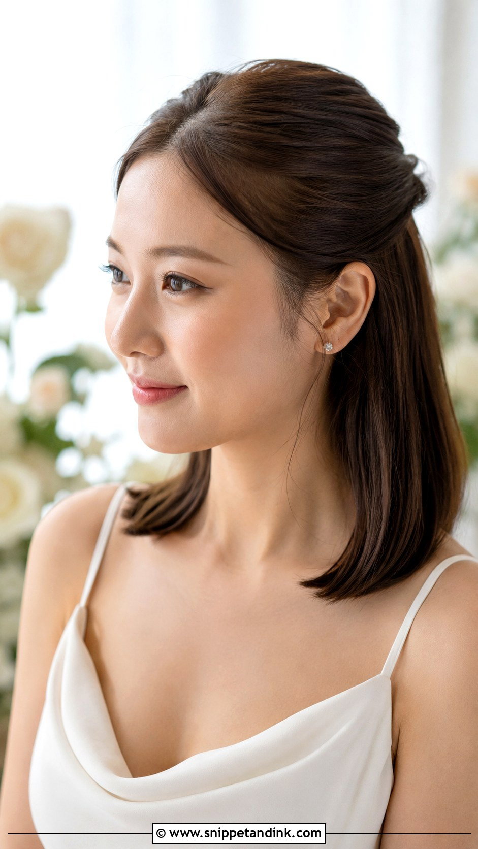 Bridesmaid Half Up Half Down Sleek Hair - Snippet and Ink - 20 Bridesmaid Hairstyles Half Up Half Down Medium Shoulder Length