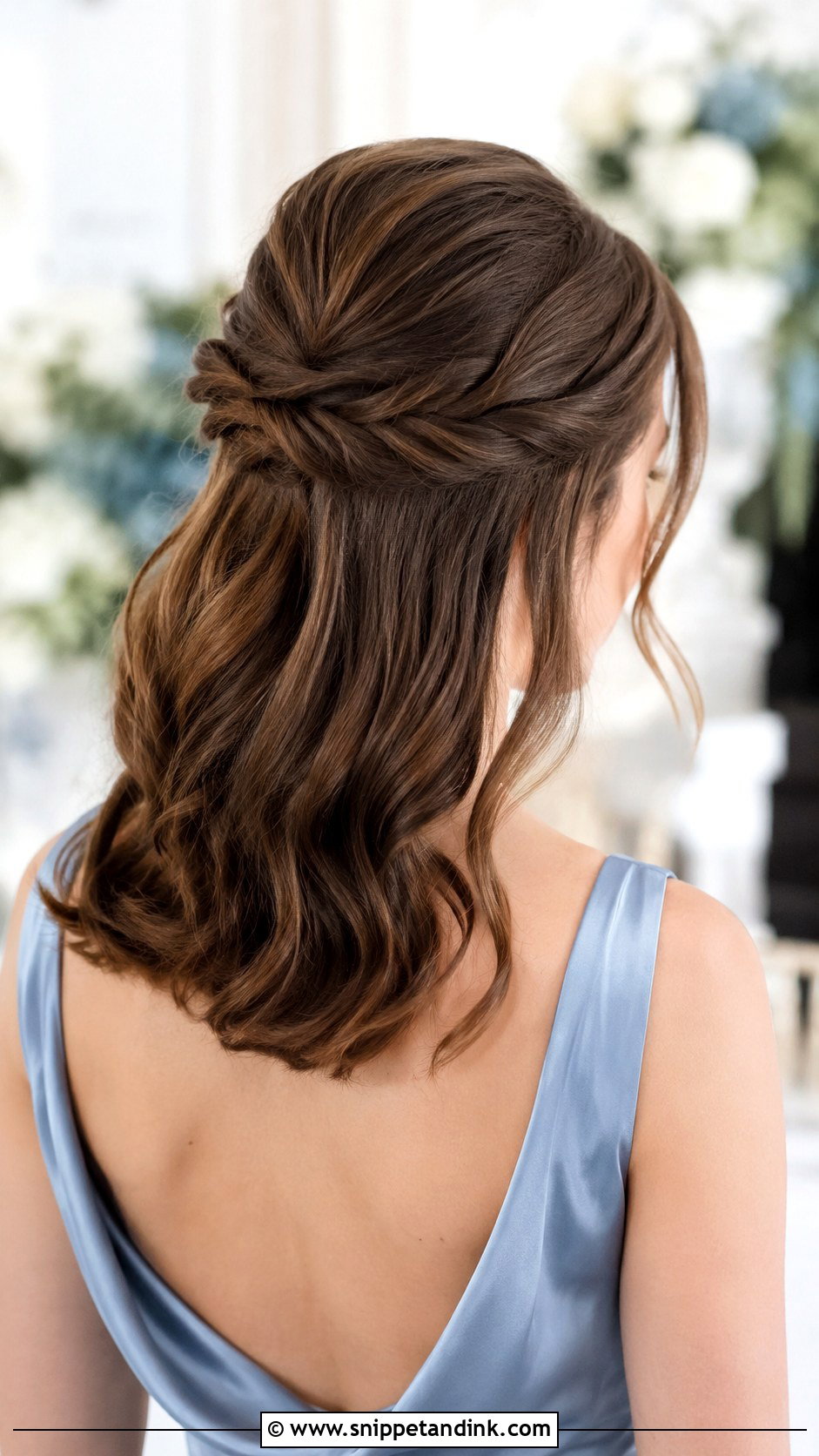 Bridesmaid Half Up Half Down Twisted Crown - Snippet and Ink - 20 Bridesmaid Hairstyles Half Up Half Down Medium Shoulder Length