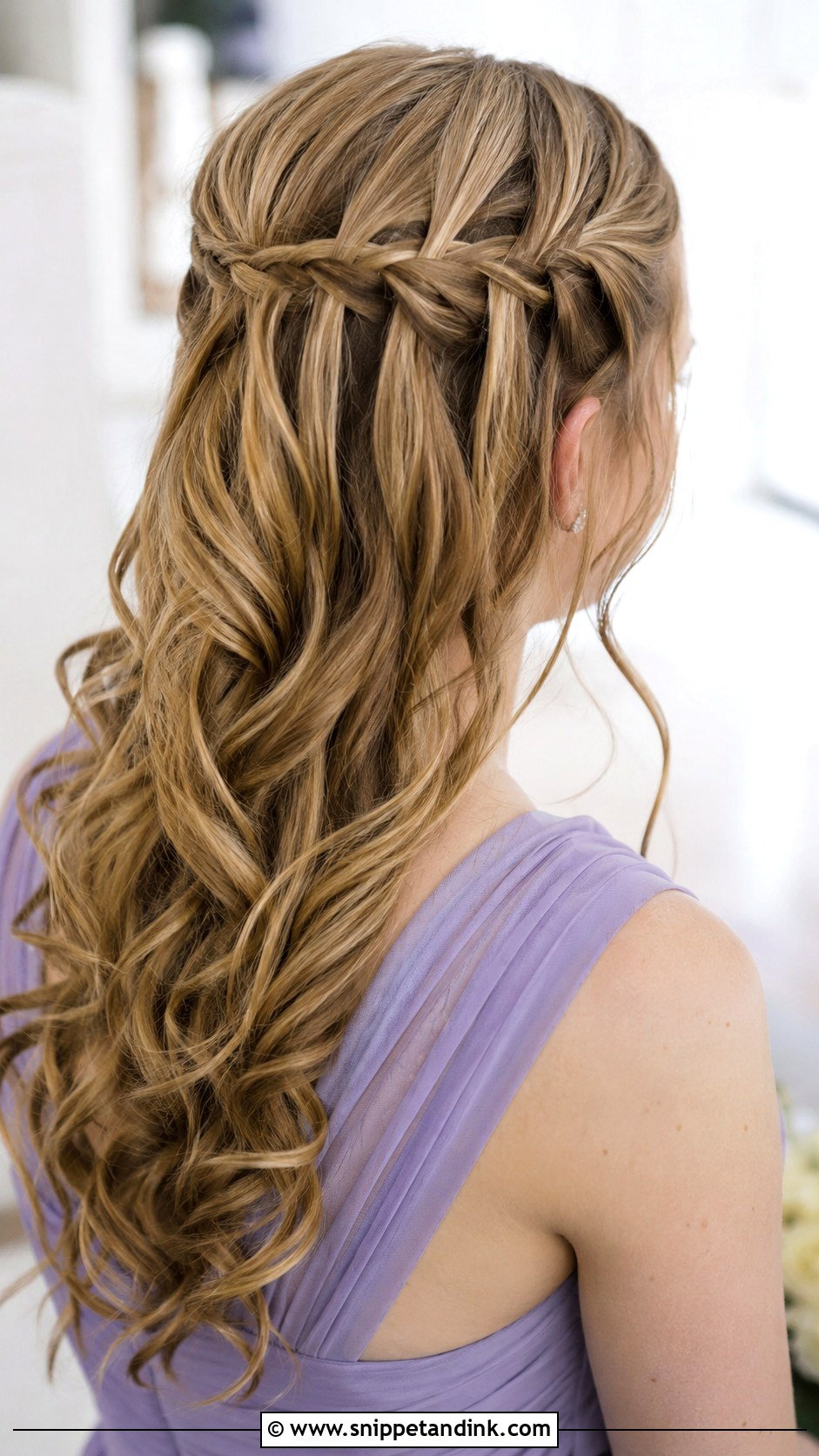 Bridesmaid Half Up Half Down Waterfall Braid - Snippet and Ink - 20 Bridesmaid Hairstyles Half Up Half Down Braid