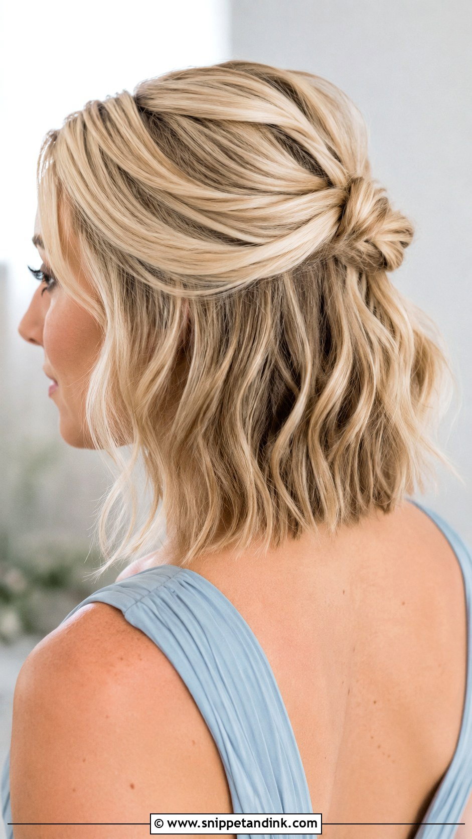 Bridesmaid Half Up Half Down Wavy Bob - Snippet and Ink - 20 Bridesmaid Hairstyles Half Up Half Down Medium Shoulder Length