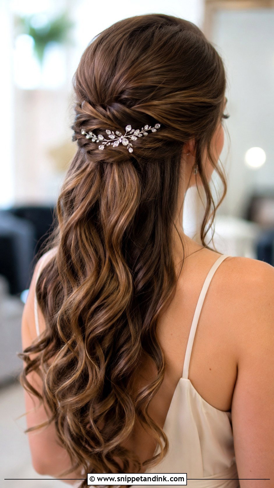 Bridesmaid Half Up Long Hair - Snippet and Ink - 20 Wedding Hair Bridesmaid Half Up Ideas