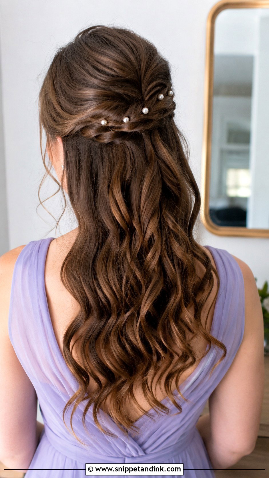 Bridesmaid Half Up Pearl Pins - Snippet and Ink - 20 Wedding Hair Bridesmaid Half Up Ideas