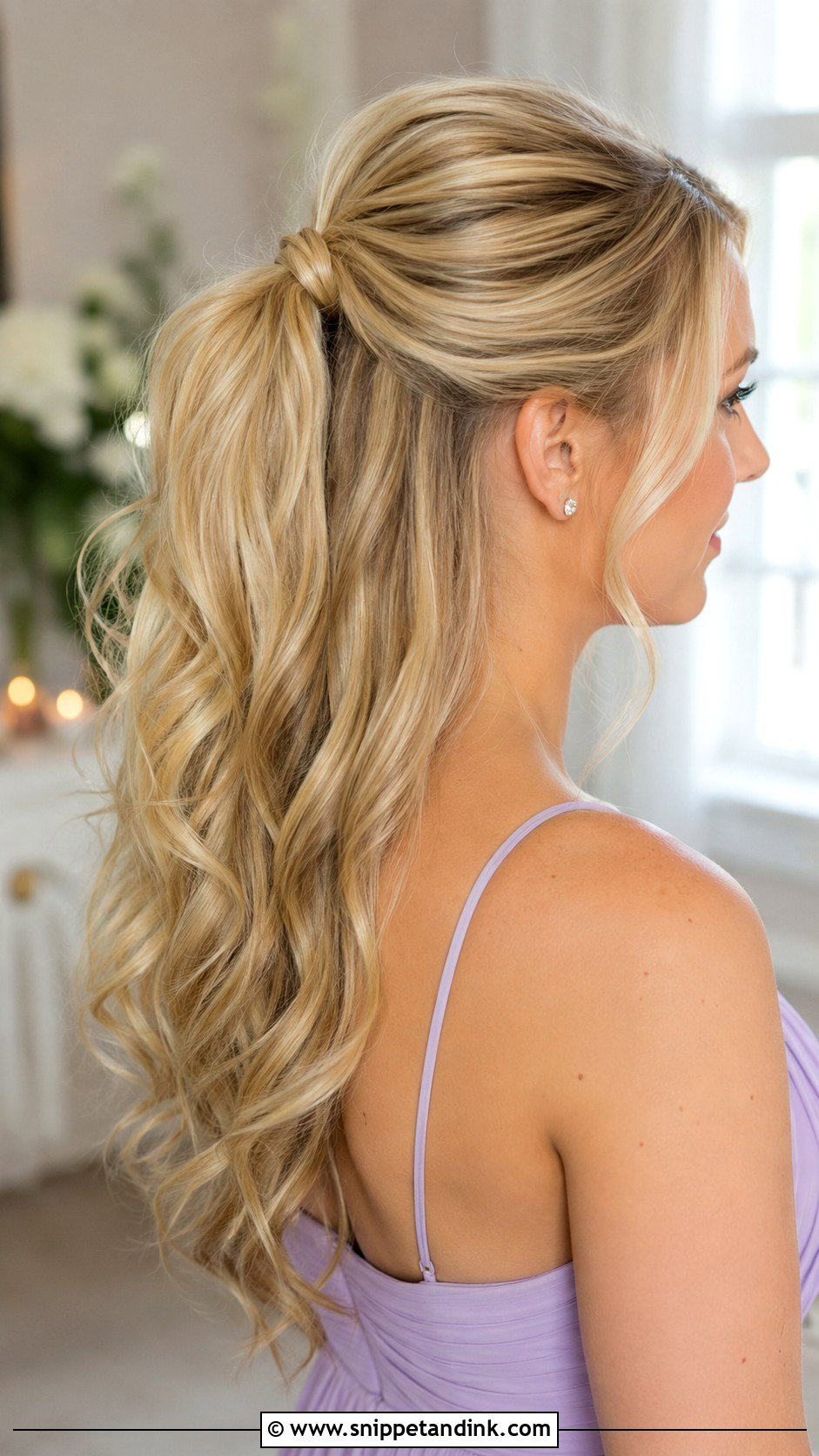 Bridesmaid Half Up Ponytail Long Hair - Snippet and Ink - 25 Brides Maids Hairstyle Long Hair Ideas