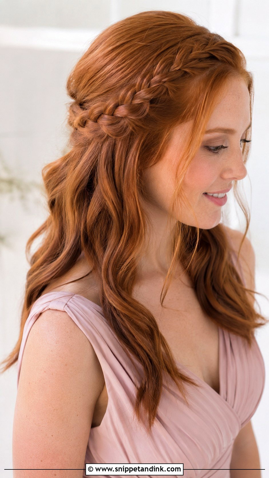 Bridesmaid Half Up Side Braid - Snippet and Ink - 20 Wedding Hair Bridesmaid Half Up Ideas