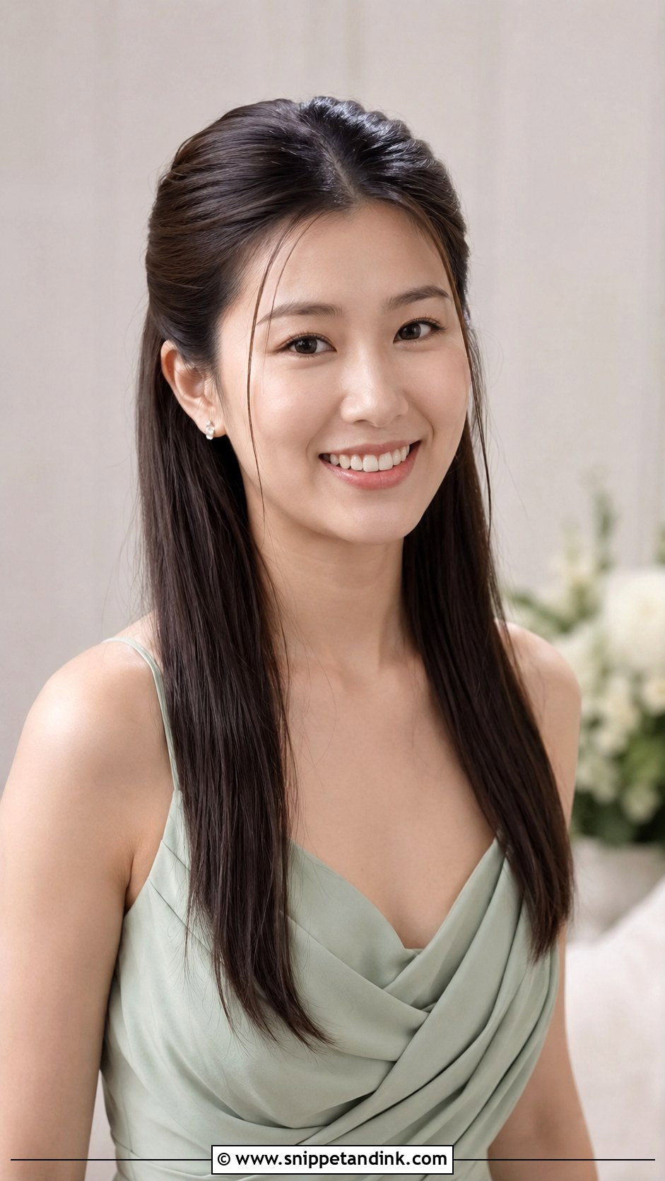 Bridesmaid Half Up Sleek Straight Hair - Snippet and Ink - 30 Bridesmaid Hair Half Up Ideas