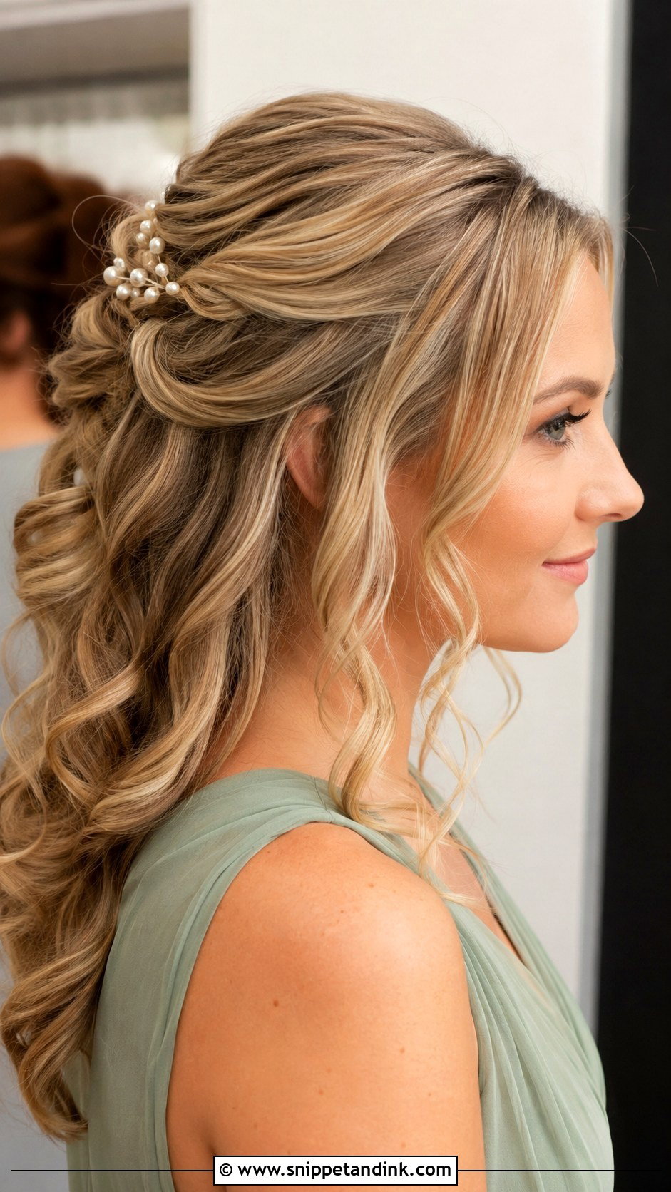 Bridesmaid Half Up Soft Curls - Snippet and Ink - 20 Wedding Hair Bridesmaid Half Up Ideas