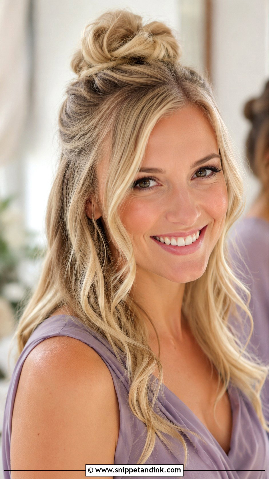 Bridesmaid Half Up Top Knot - Snippet and Ink - 30 Bridesmaid Hair Half Up Ideas