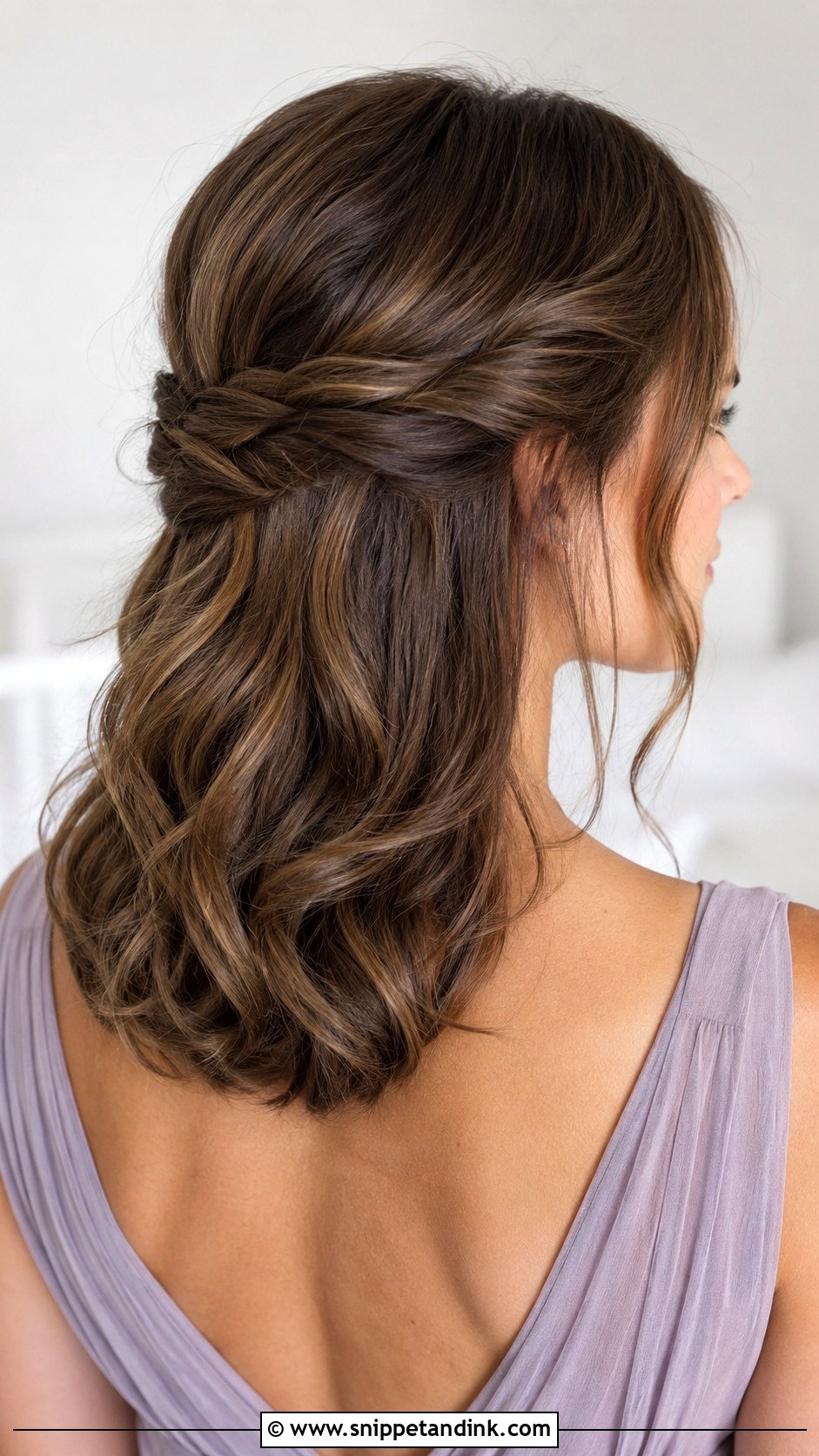 Bridesmaid Half Up Twist For Medium Length Hair - Snippet and Ink - 25 Bridesmaid Hairstyles Medium Length Updo
