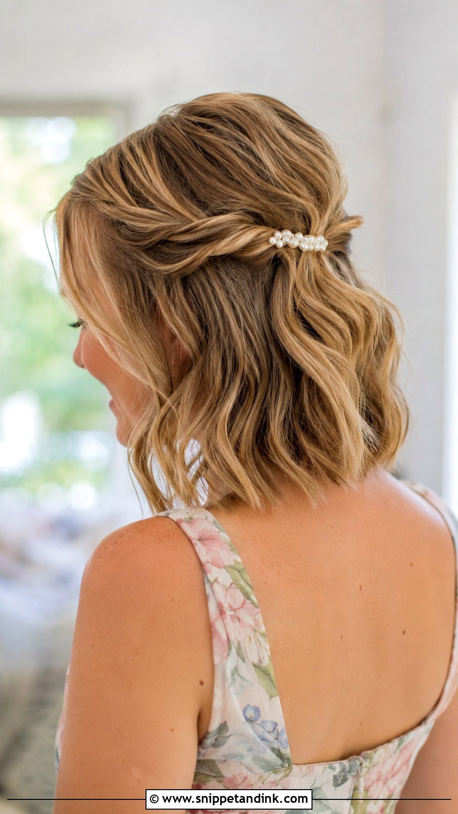 Bridesmaid Half Up Wavy Bob - Snippet and Ink - 20 Wedding Hair Bridesmaid Half Up Ideas