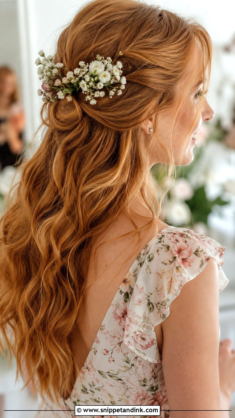 Bridesmaid Half Up With Flowers - Snippet and Ink - 20 Wedding Hairstyles Bridesmaid Half Up