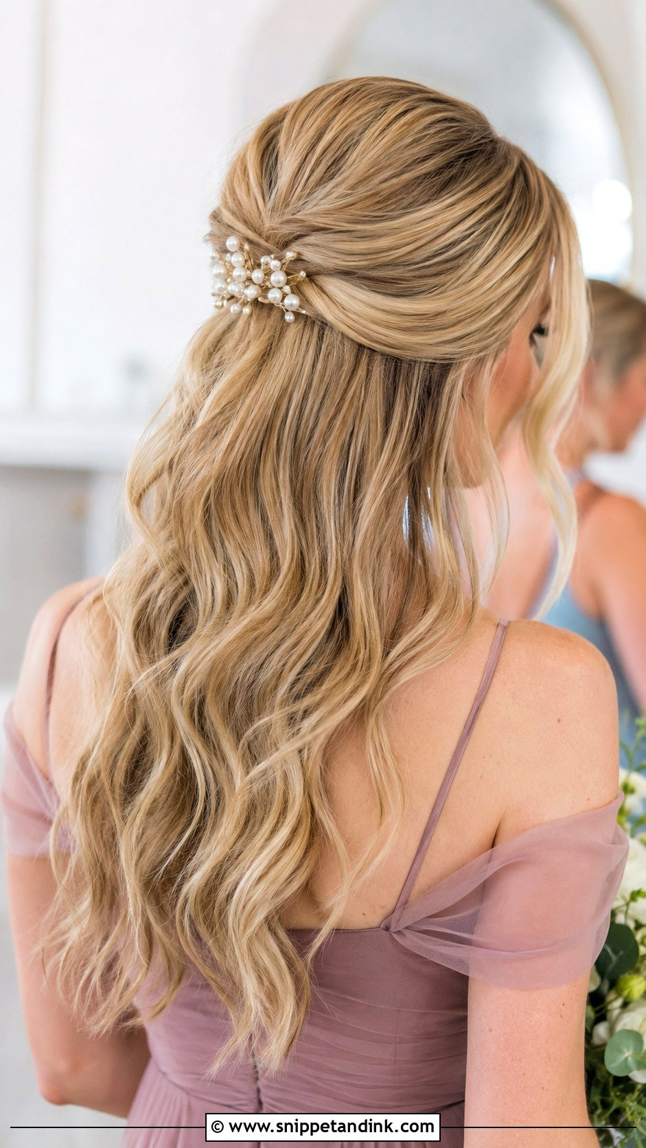 Bridesmaid Half Up With Hair Clip - Snippet and Ink - 30 Bridesmaid Hair Half Up Ideas