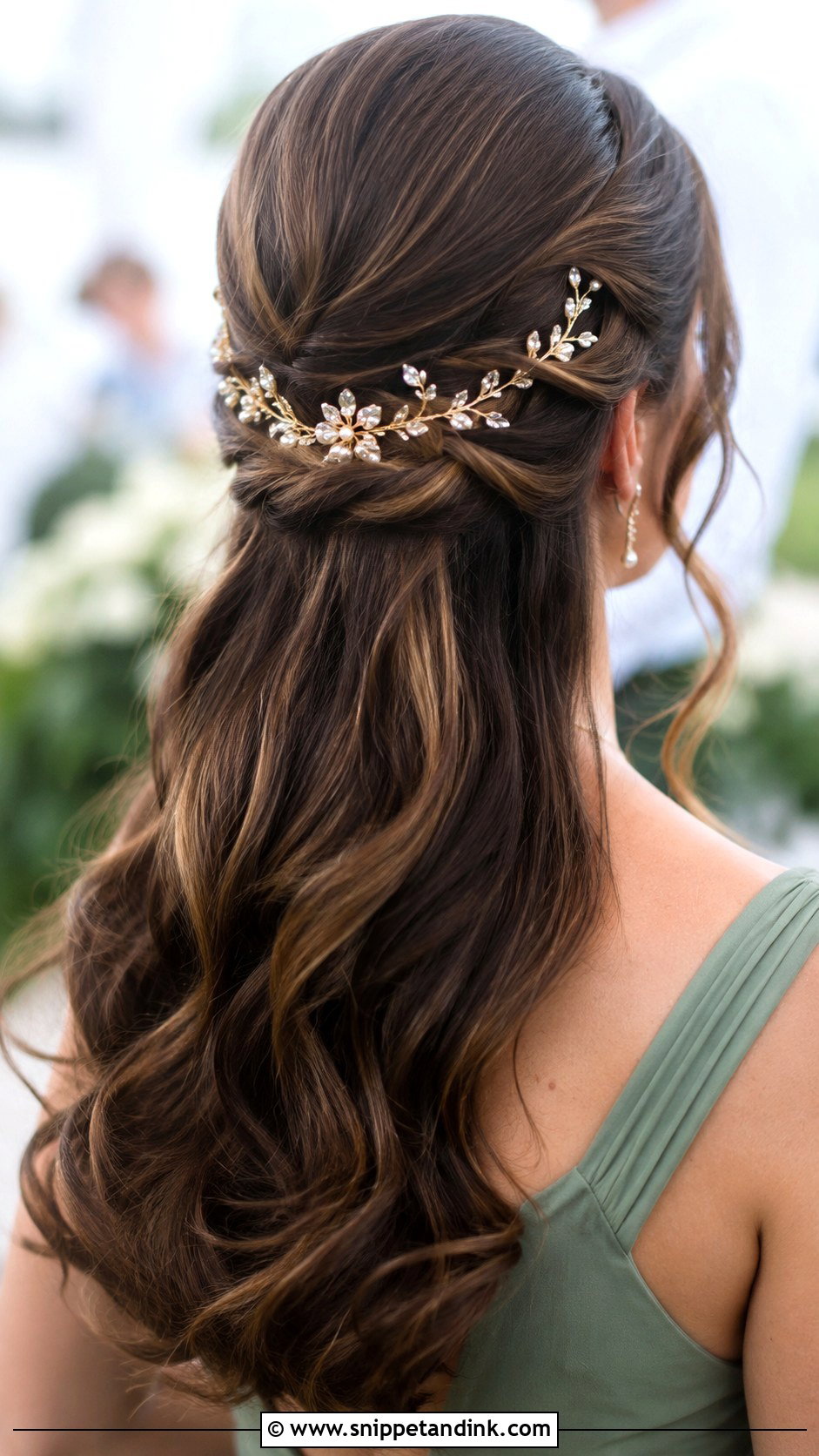 Bridesmaid Half Up With Hair Vine - Snippet and Ink - 30 Bridesmaid Hair Half Up Ideas