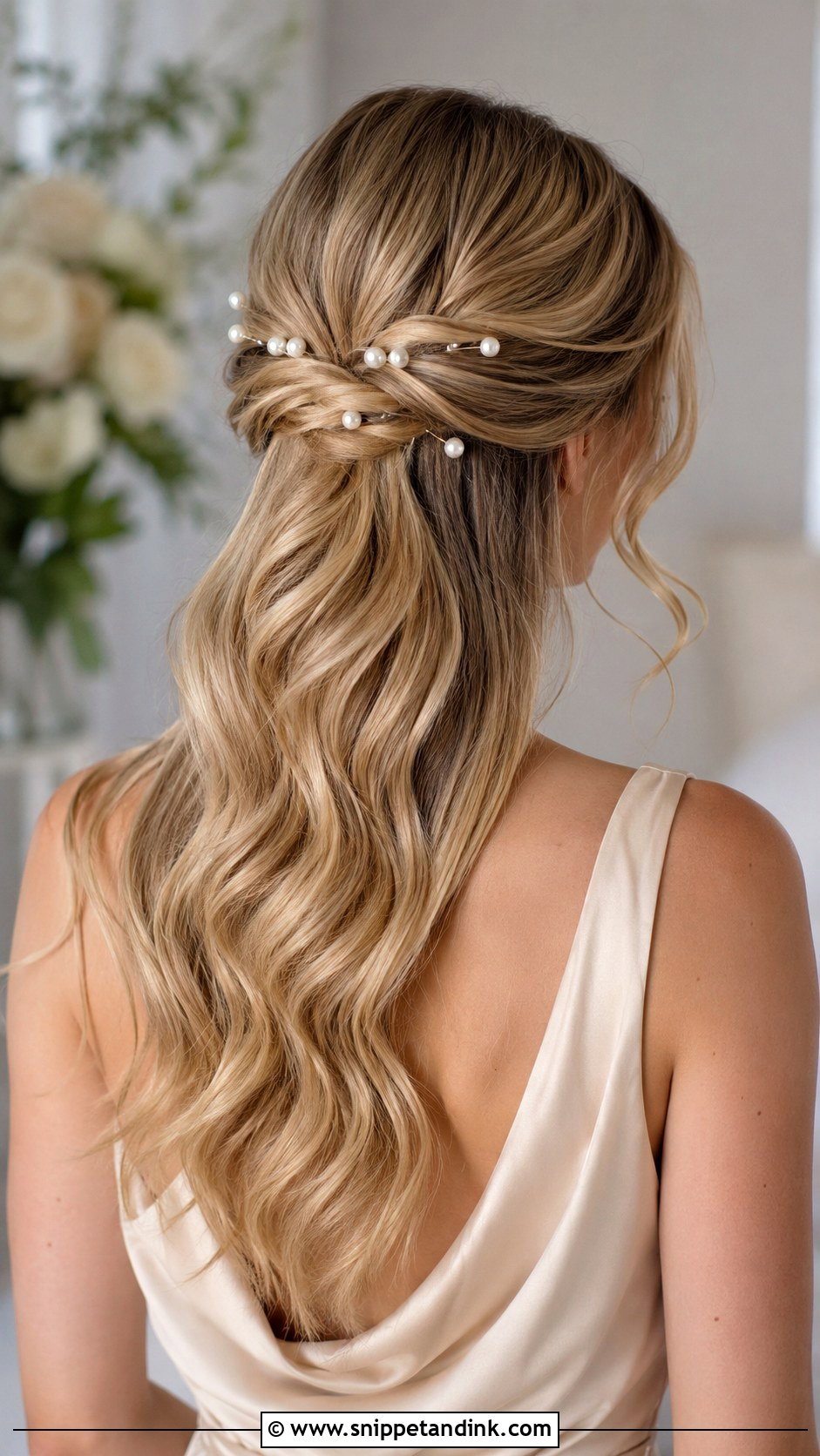 Bridesmaid Half Up With Pearl Pins - Snippet and Ink - 20 Wedding Hairstyles Bridesmaid Half Up