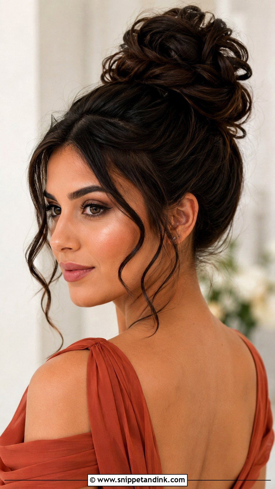 Bridesmaid High Bun - Snippet and Ink - 30 Bridesmaid Hair Inspo Ideas