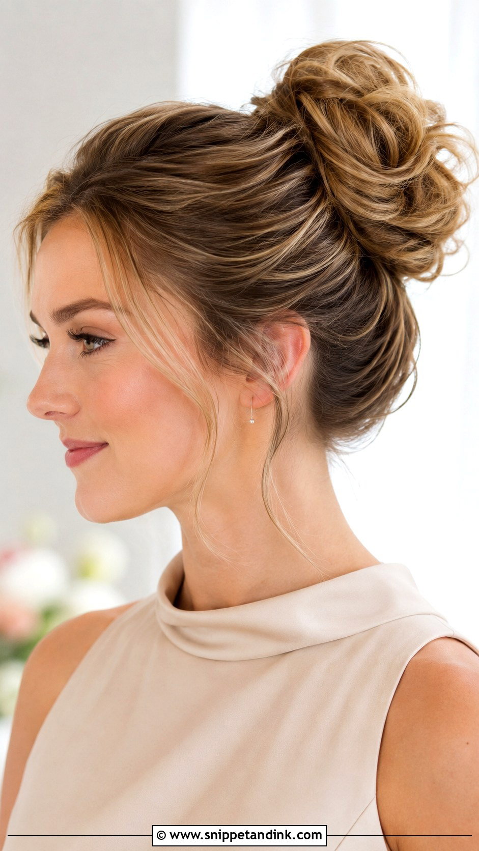 Bridesmaid High Bun For Round Face - Snippet and Ink - 20 Bridesmaid Hair Round Face Ideas