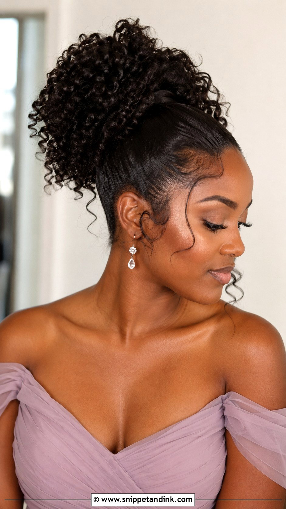 Bridesmaid High Curly Ponytail - Snippet and Ink - 20 Bridesmaid Hairstyles for Black Women