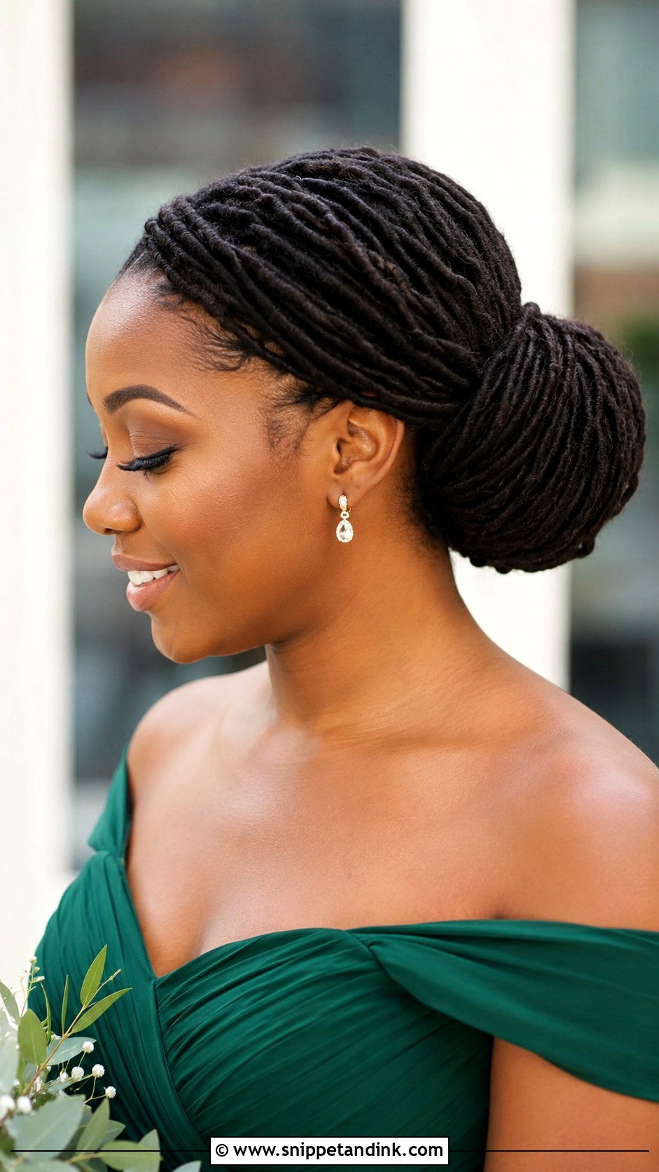 Bridesmaid Loc Bun For Black Women - Snippet and Ink - 25 Bridesmaid Hair Black Women Ideas
