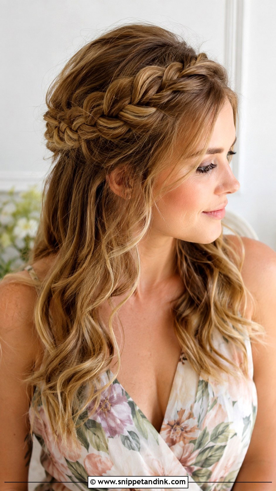 Bridesmaid Long Crown Braid - Snippet and Ink - 20 Bridesmaid Long Hairstyles