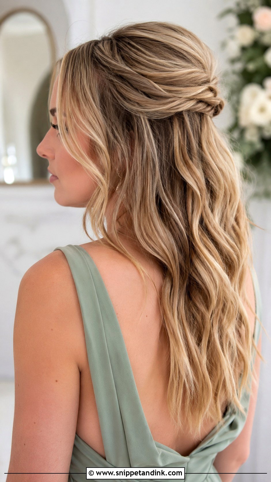 Bridesmaid Long Half Up Waves - Snippet and Ink - 20 Bridesmaid Long Hairstyles