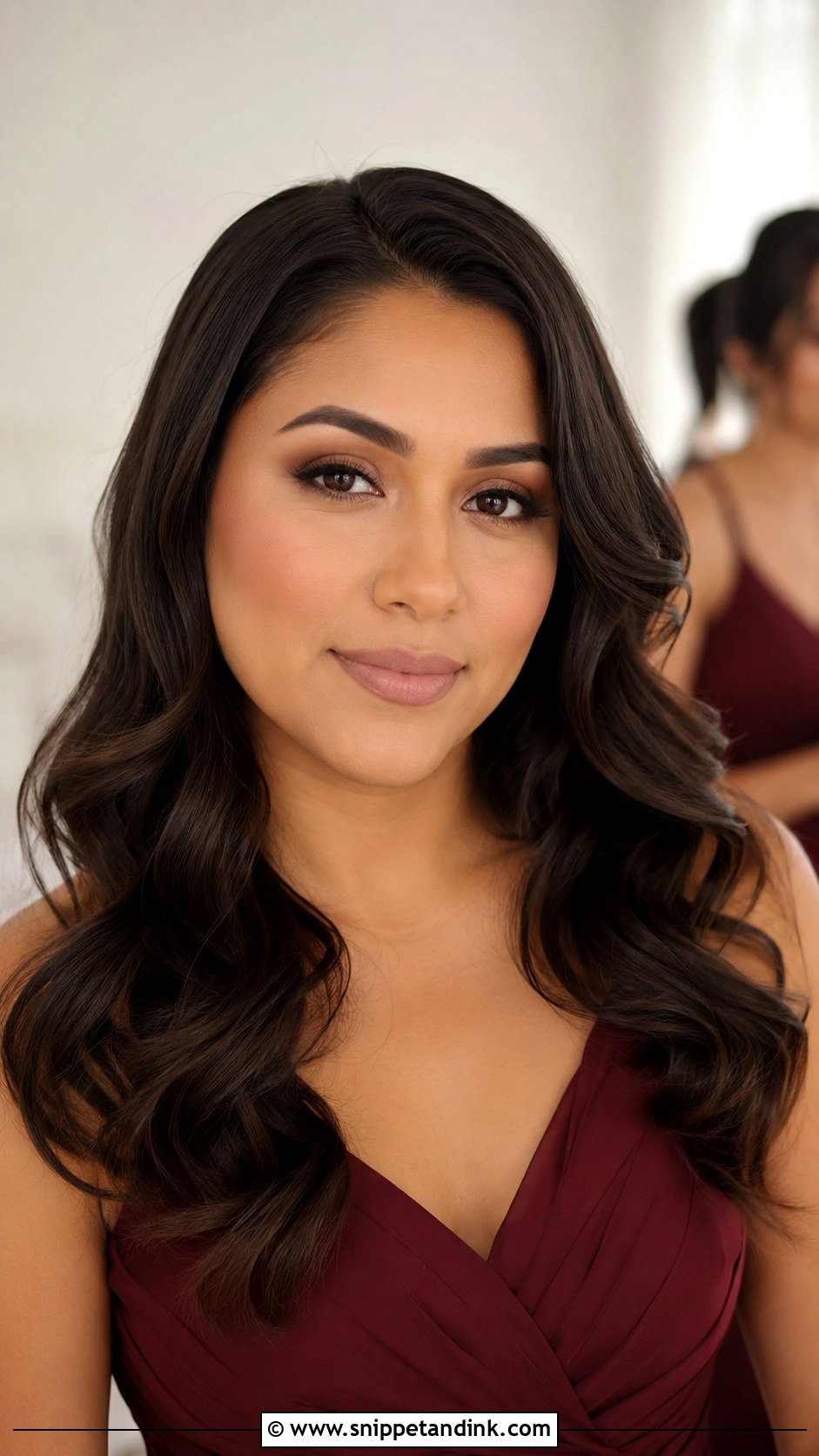 Bridesmaid Loose Curls And Matte Makeup - Snippet and Ink - 30 Bridesmaid Hair Makeup Ideas