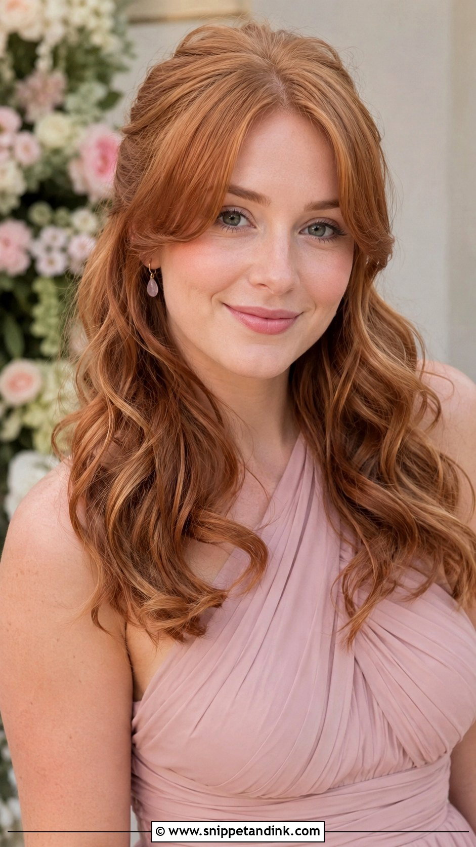 Bridesmaid Loose Waves With Curtain Bangs - Snippet and Ink - 20 Bridesmaid Hairstyles with Curtain Bangs