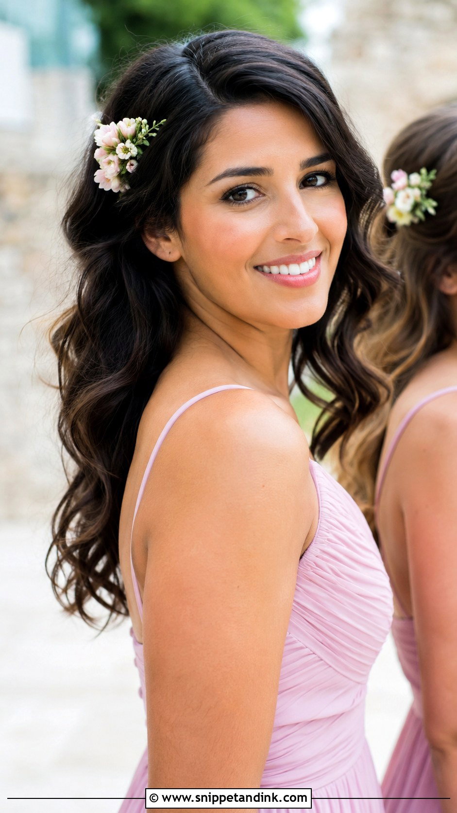 Bridesmaid Loose Waves With Floral Pins - Snippet and Ink - 20 Bridesmaid Hairstyles Down Loose Waves