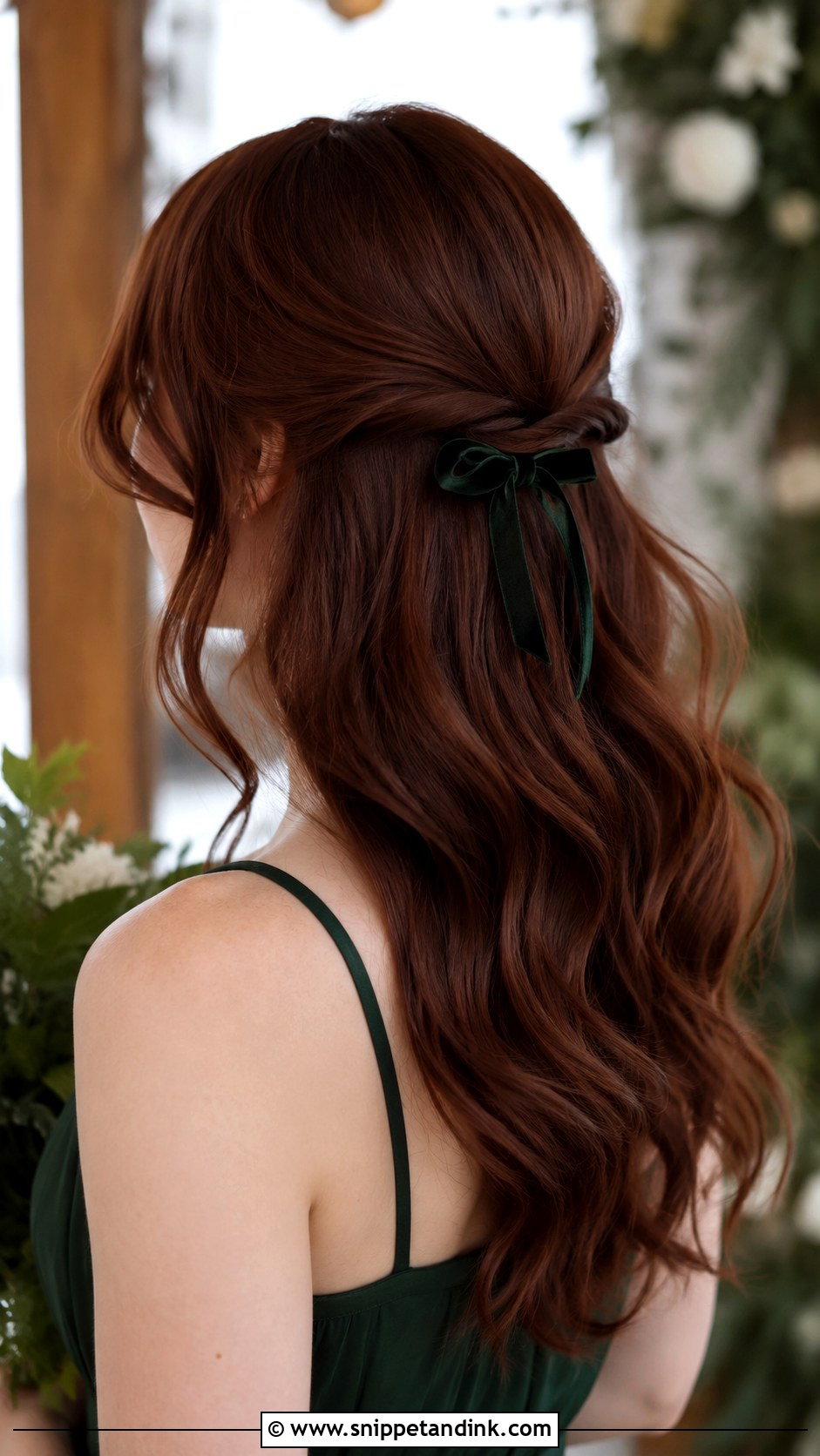 Bridesmaid Loose Waves With Velvet Bow - Snippet and Ink - 20 Bridesmaid Hairstyles Down Loose Waves