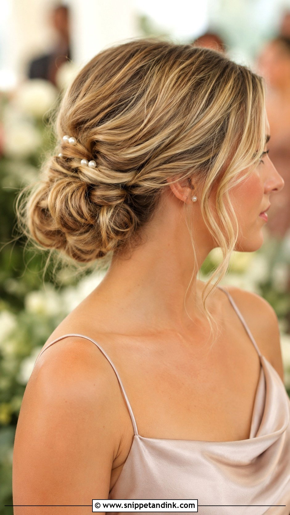 Bridesmaid Low Bun - Snippet and Ink - 25 Bridesmaid Hair Up Ideas
