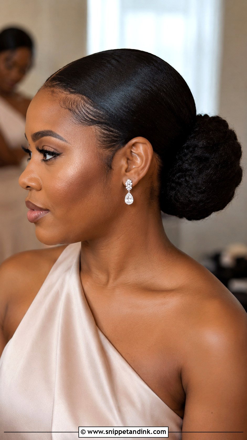 Bridesmaid Low Bun For Black Women - Snippet and Ink - 25 Bridesmaid Hair Black Women Ideas