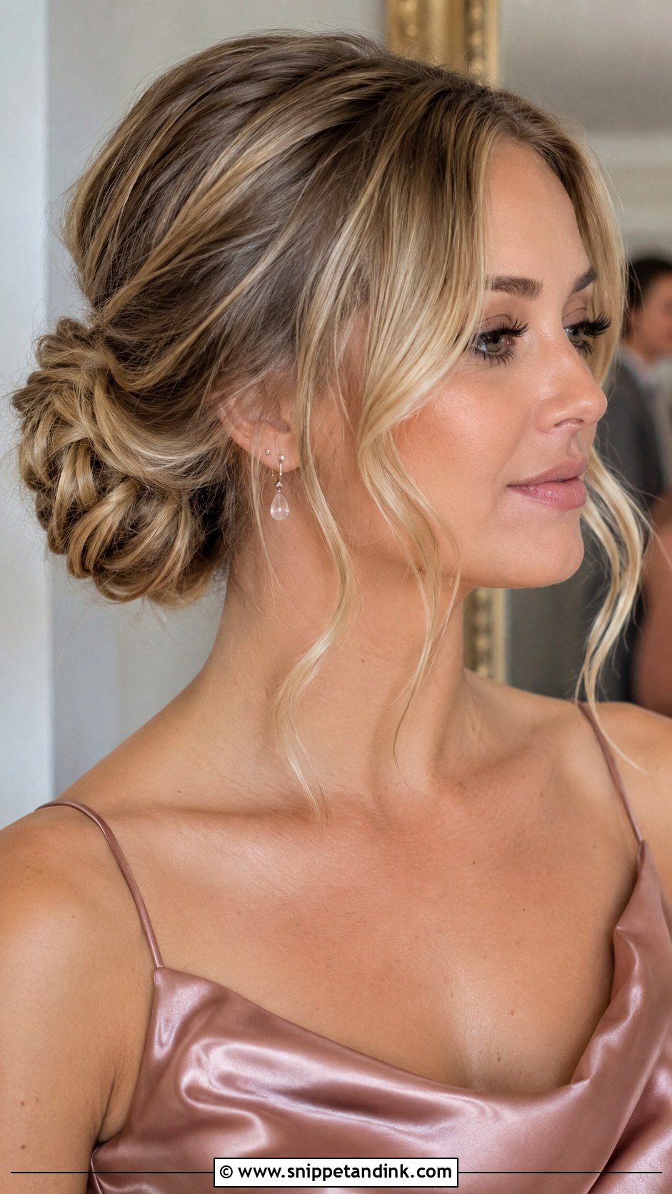 Bridesmaid Low Bun With Face Framing Pieces - Snippet and Ink - 35 Bridesmaid Hair Updo Ideas