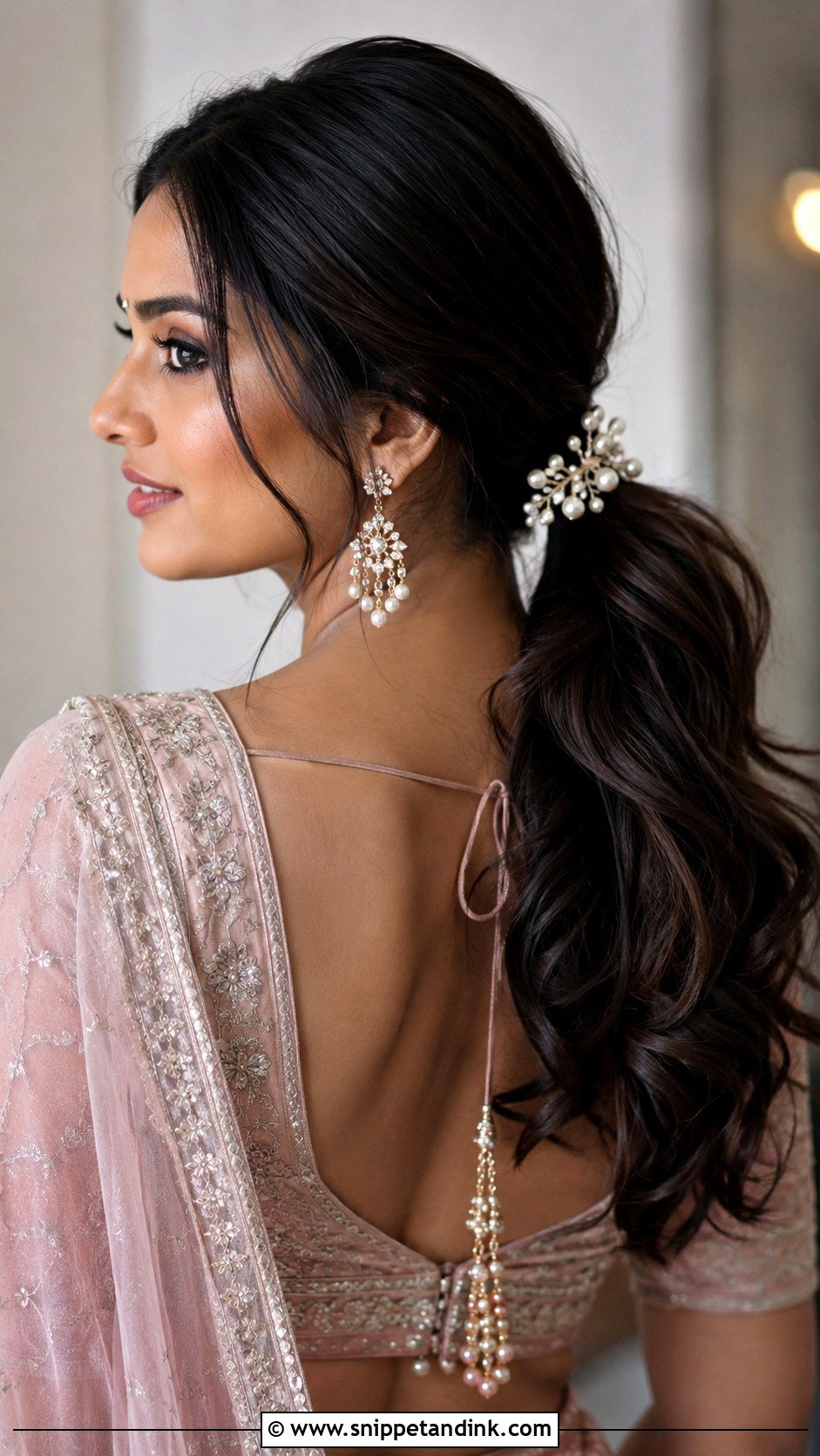 Bridesmaid Low Ponytail For Indian Wedding - Snippet and Ink - 20 Bridesmaid Hairstyles Indian Wedding