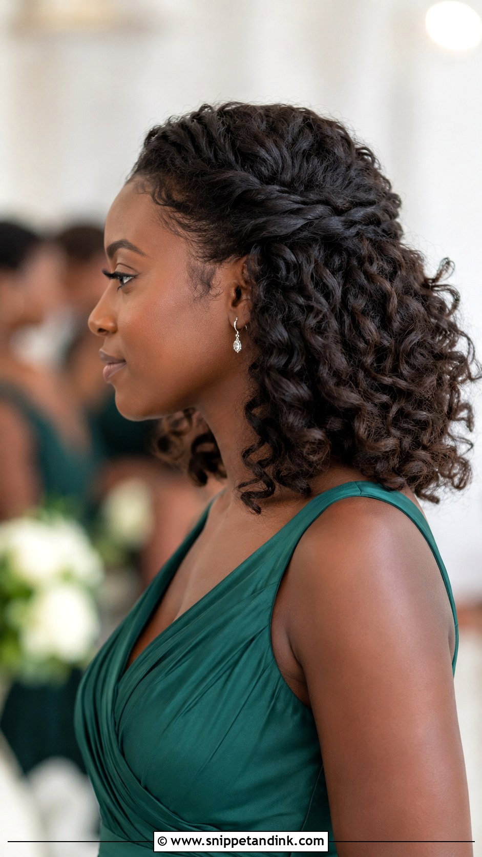 Bridesmaid Medium Curly Half Up Hair - Snippet and Ink - 20 Bridesmaid Medium Hairstyles